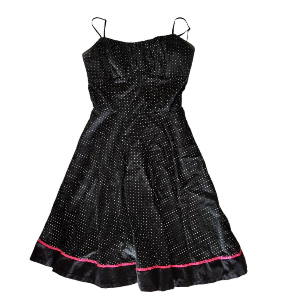 Ruby Rox Women Black Polka Dot Casual Dress With Belt Size 7 Pre Owned